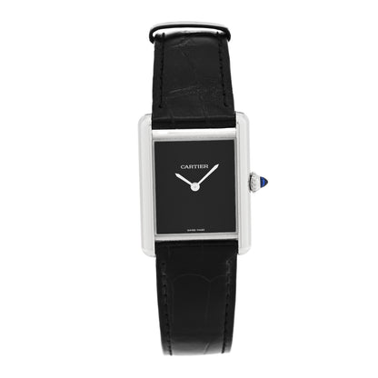Cartier Stainless Steel Alligator 25mm Must de Cartier Tank Quartz Watch Black 1 of 5