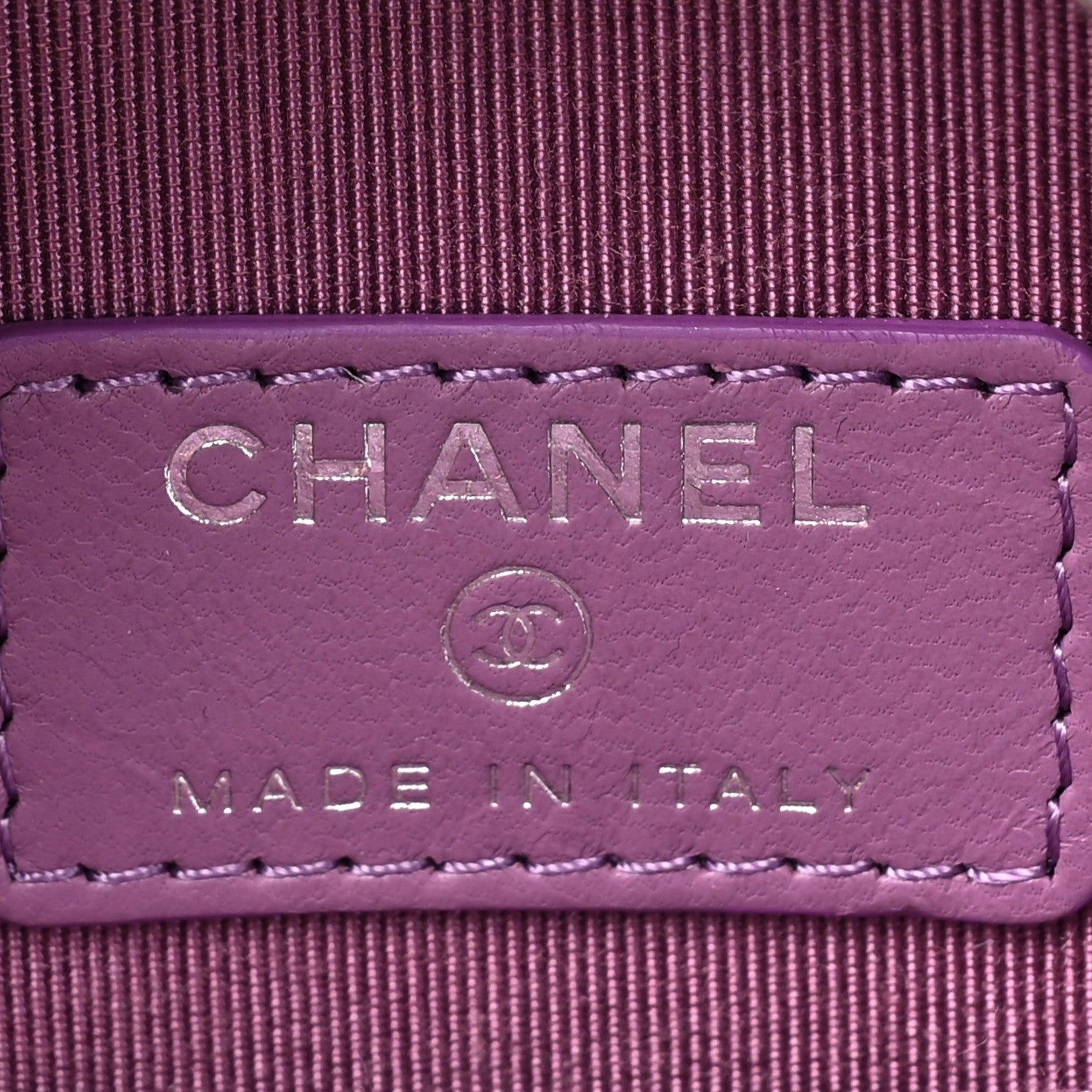 Chanel Lambskin Quilted Round Clutch With Chain Purple 6 of 13