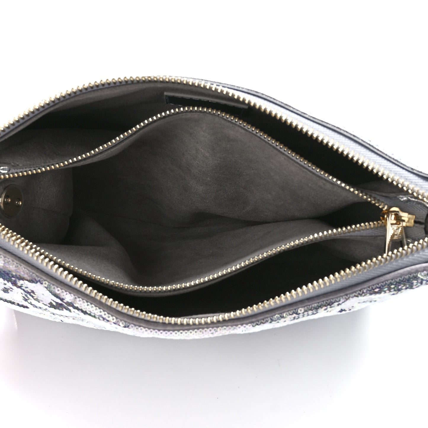 Satin Sequin Embroidered Monogram Coussin BB Silver