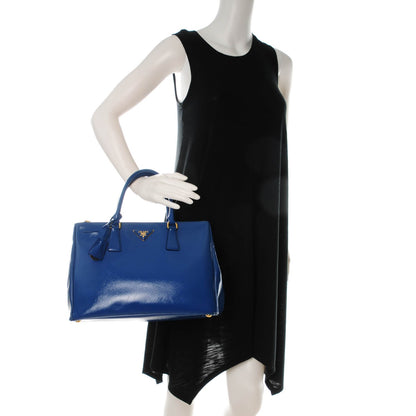 Prada Saffiano Vernice Medium Galleria Double Zip Tote Azzurro 2 of 8