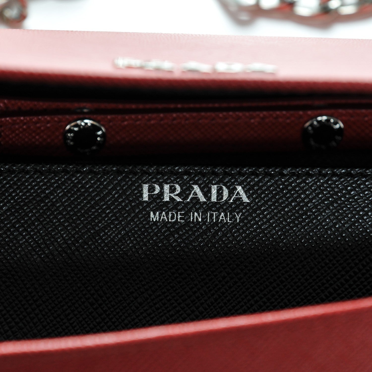 Prada Saffiano Bi-Color Wallet on Chain Fuoco Nero Black 6 of 6