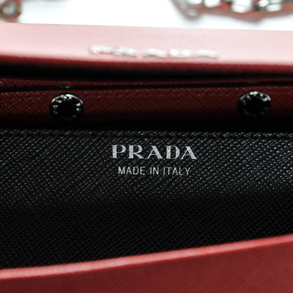 Prada Saffiano Bi-Color Wallet on Chain Fuoco Nero Black 6 of 6