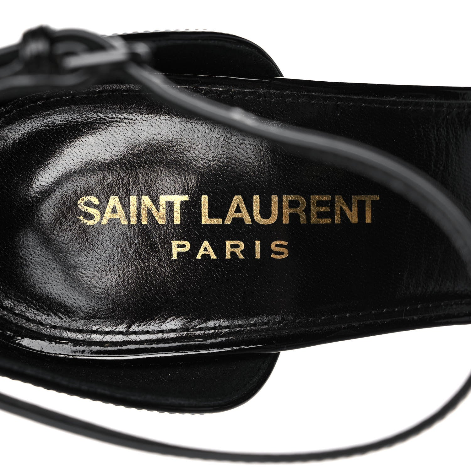 Saint Laurent Patent Calfskin Opyum 110 Sandals 38.5 Black Gold 7 of 8