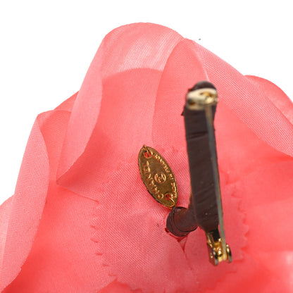 Chanel Silk Taffeta Camellia Brooch Pin Rose Pink 4 of 4