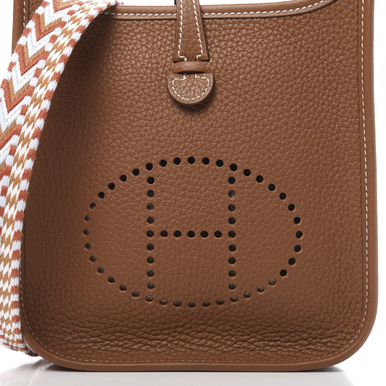 Hermes Taurillon Clemence Allegro Evelyne TPM Gold Cornaline White 10 of 11