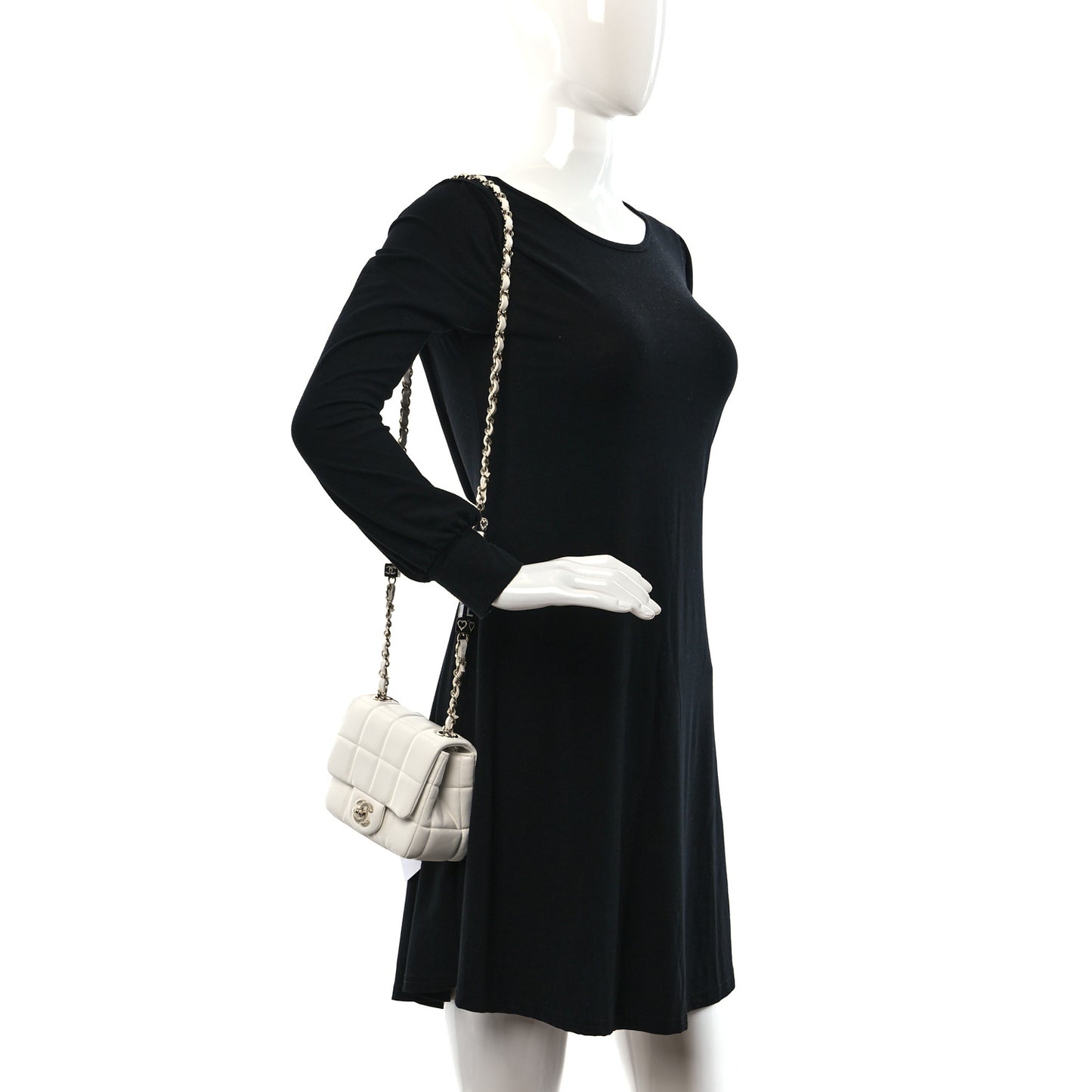 Lambskin Resin Crystal Square Quilted Monacoco Mini Square Flap White