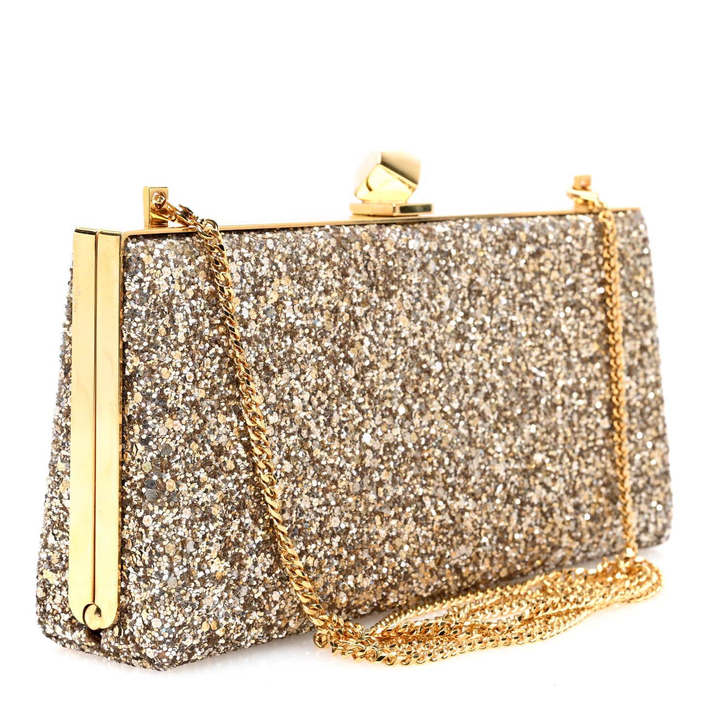 Coarse Glitter Celeste Clutch Antique Gold
