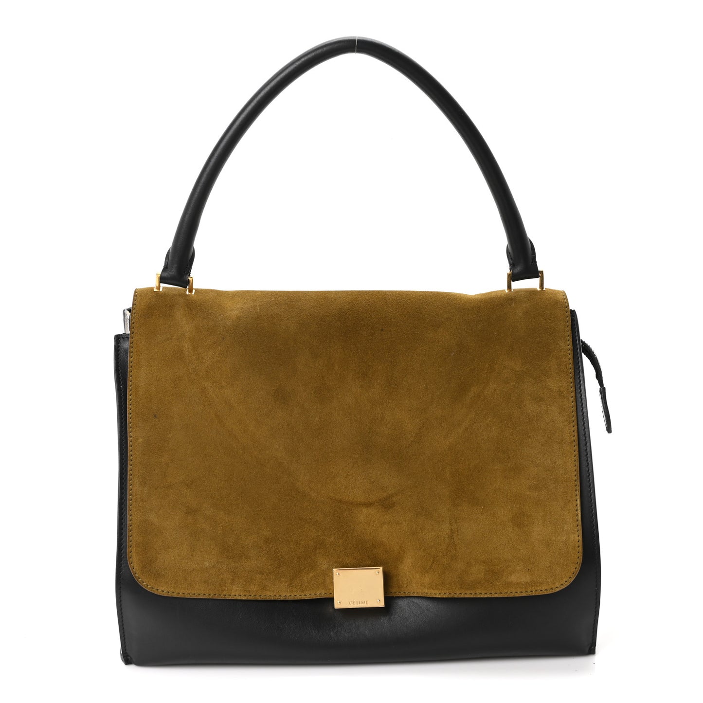 Smooth Calfskin Suede Large Tri-Color Trapeze Brown Black
