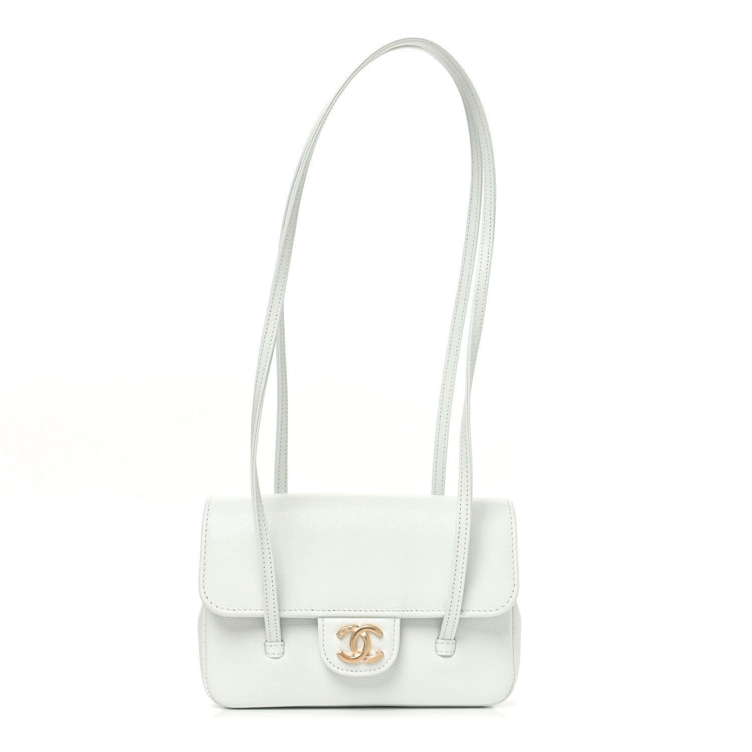 Chanel Shiny Caviar Mini Preppy Coco Shoulder Bag Light Blue 1 of 11