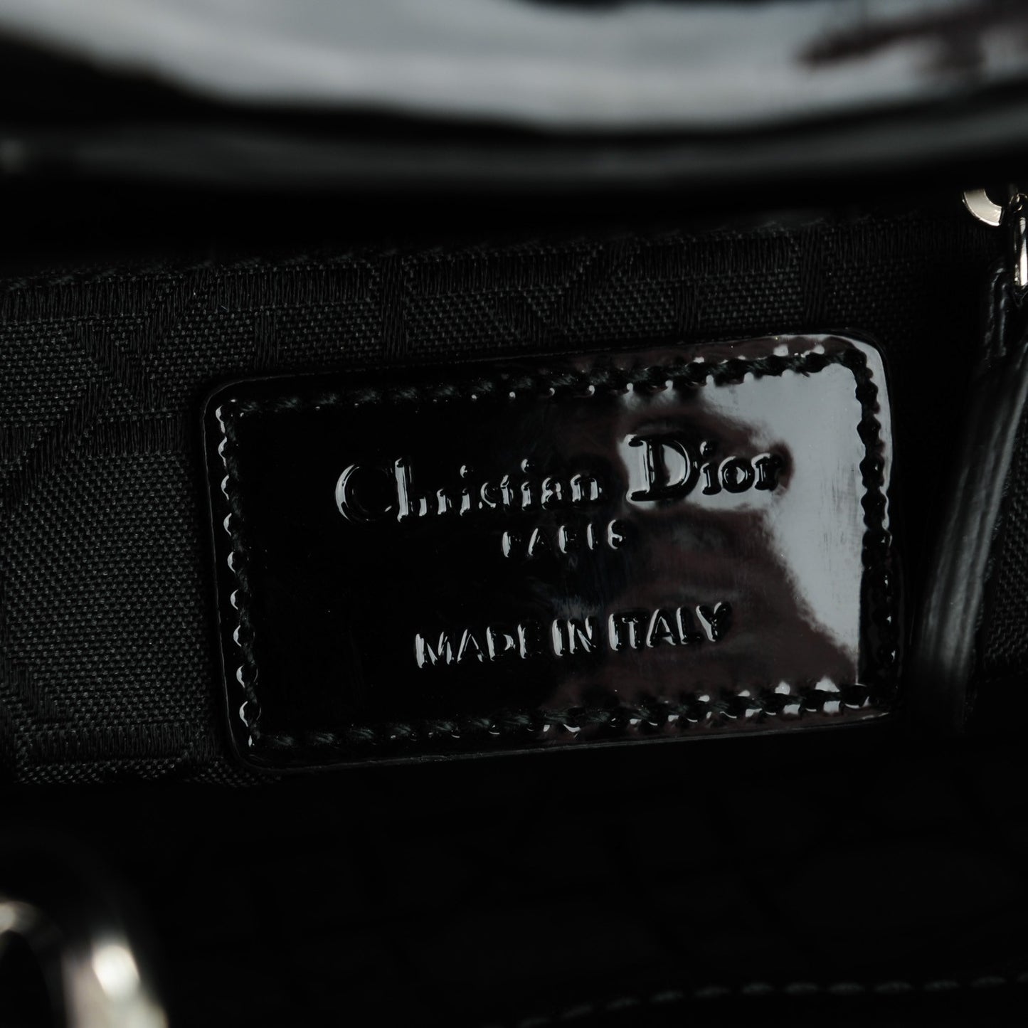 Patent Cannage Mini Lady Dior Black