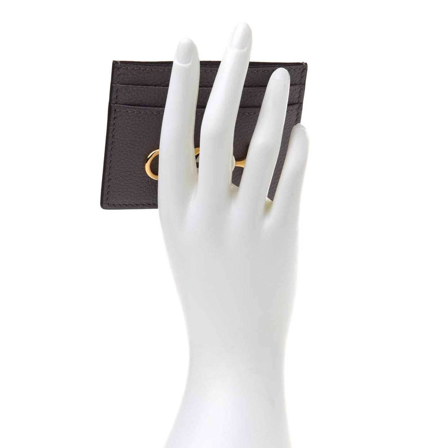 Grainy Calfskin Zumi Card Holder Dusty Grey