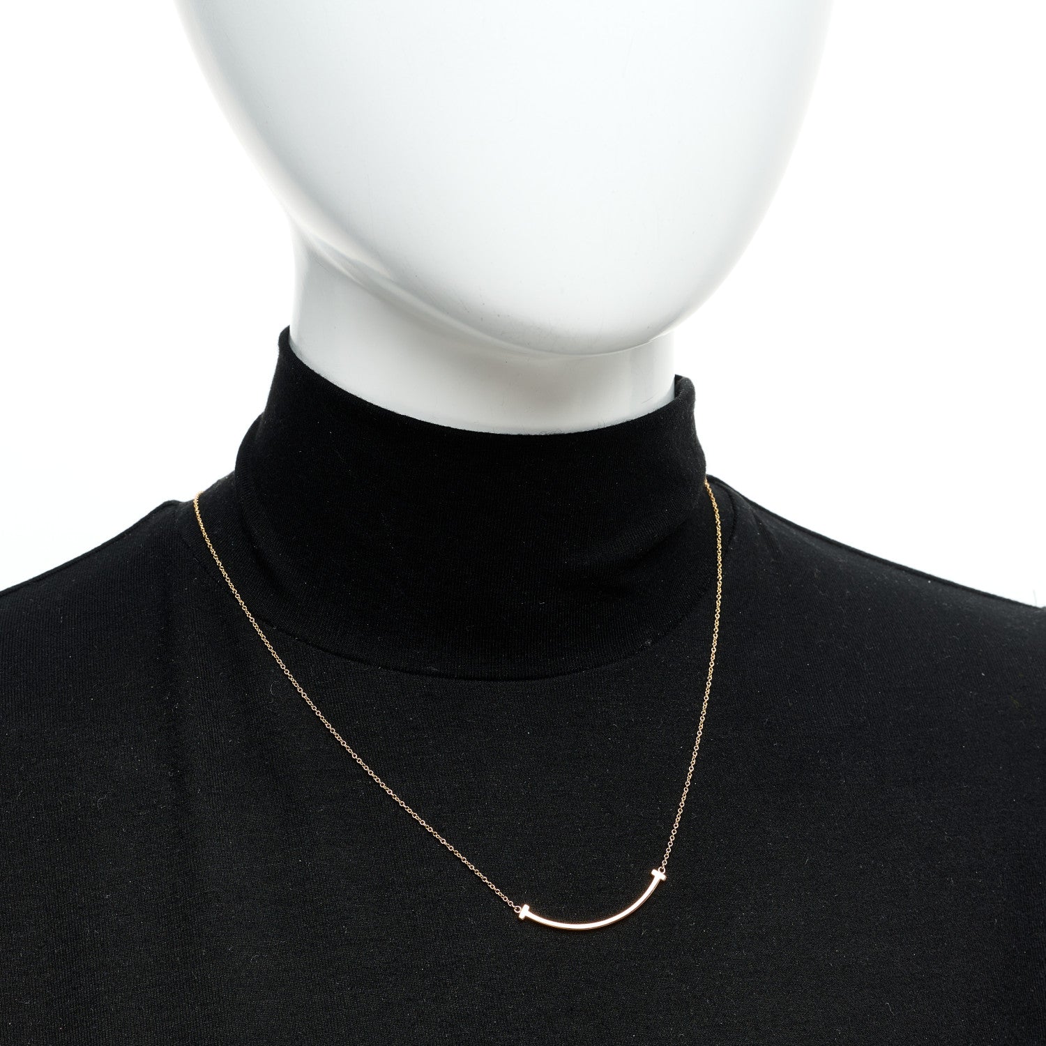 Tiffany 18K Rose Gold Small T Smile Pendant Necklace 2 of 6