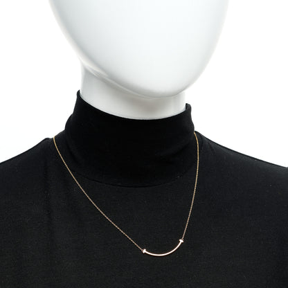 Tiffany 18K Rose Gold Small T Smile Pendant Necklace 2 of 6