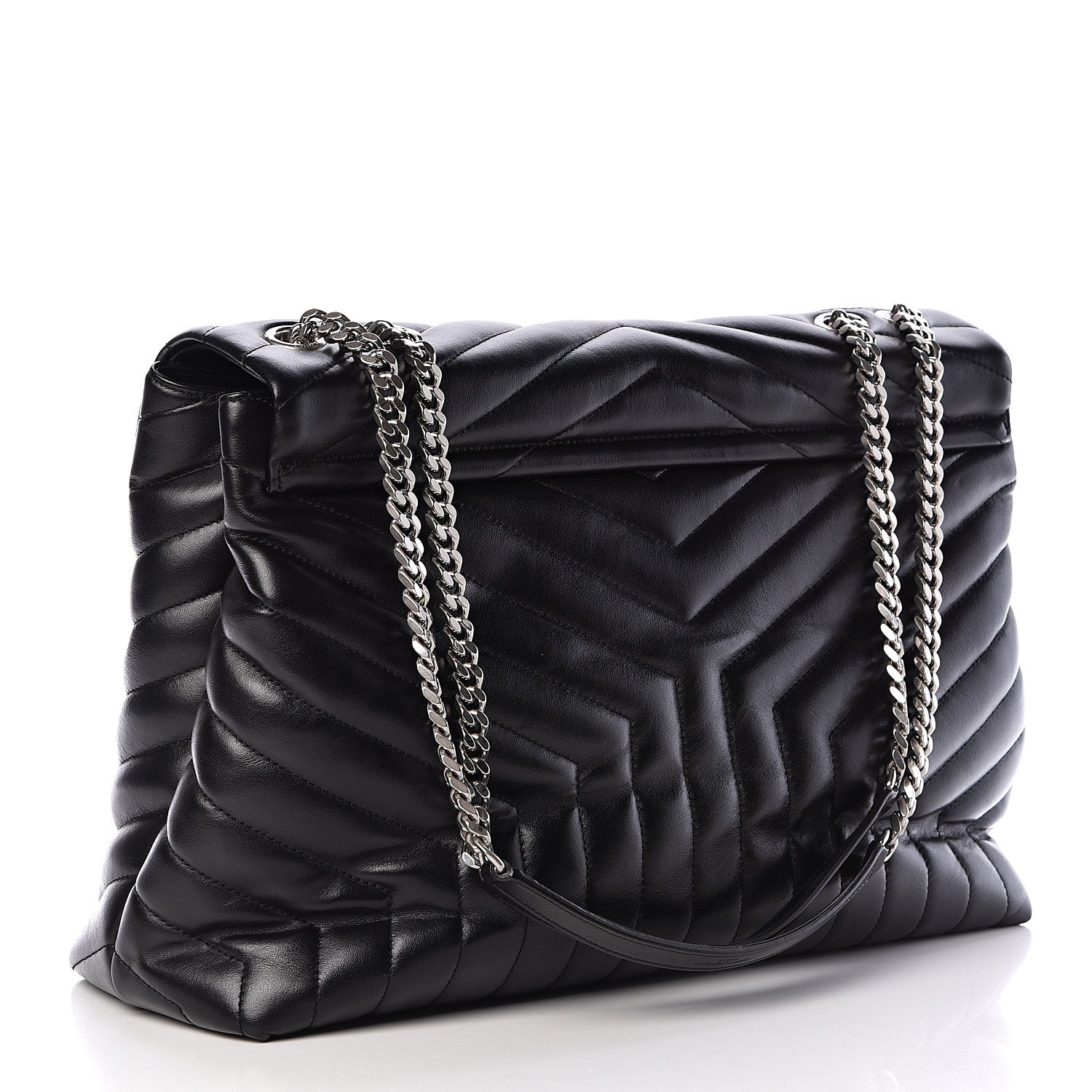 Saint Laurent Calfskin Y Quilted Monogram Large Loulou Chain Satchel Black 3 of 15