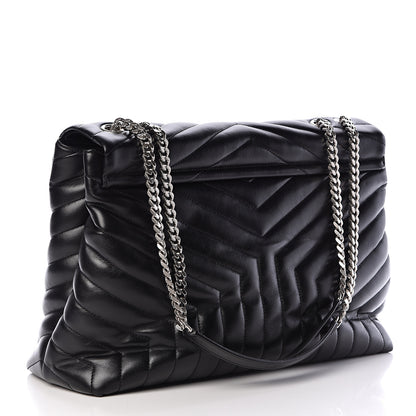 Saint Laurent Calfskin Y Quilted Monogram Large Loulou Chain Satchel Black 3 of 15