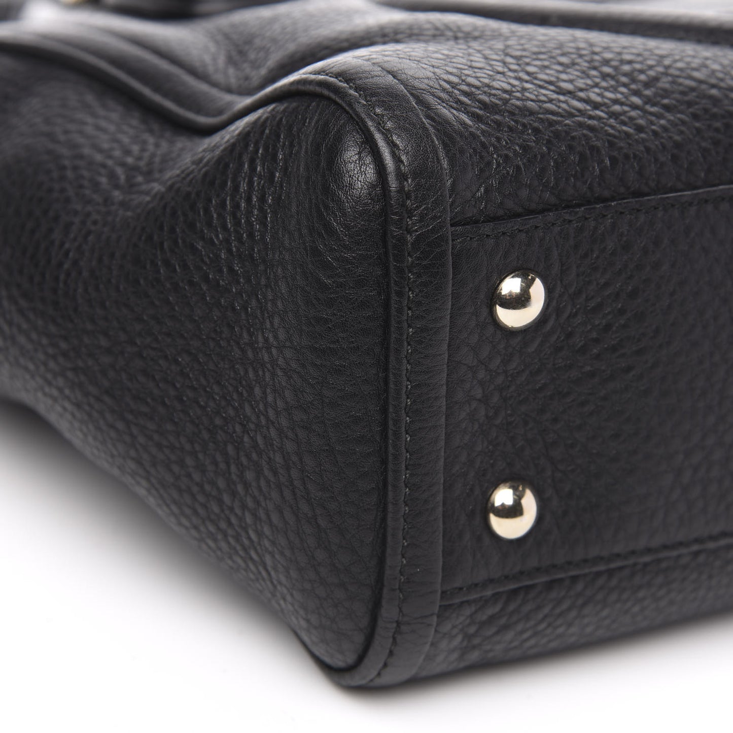 Pebbled Calfskin Small Soho Top Handle Bag Black