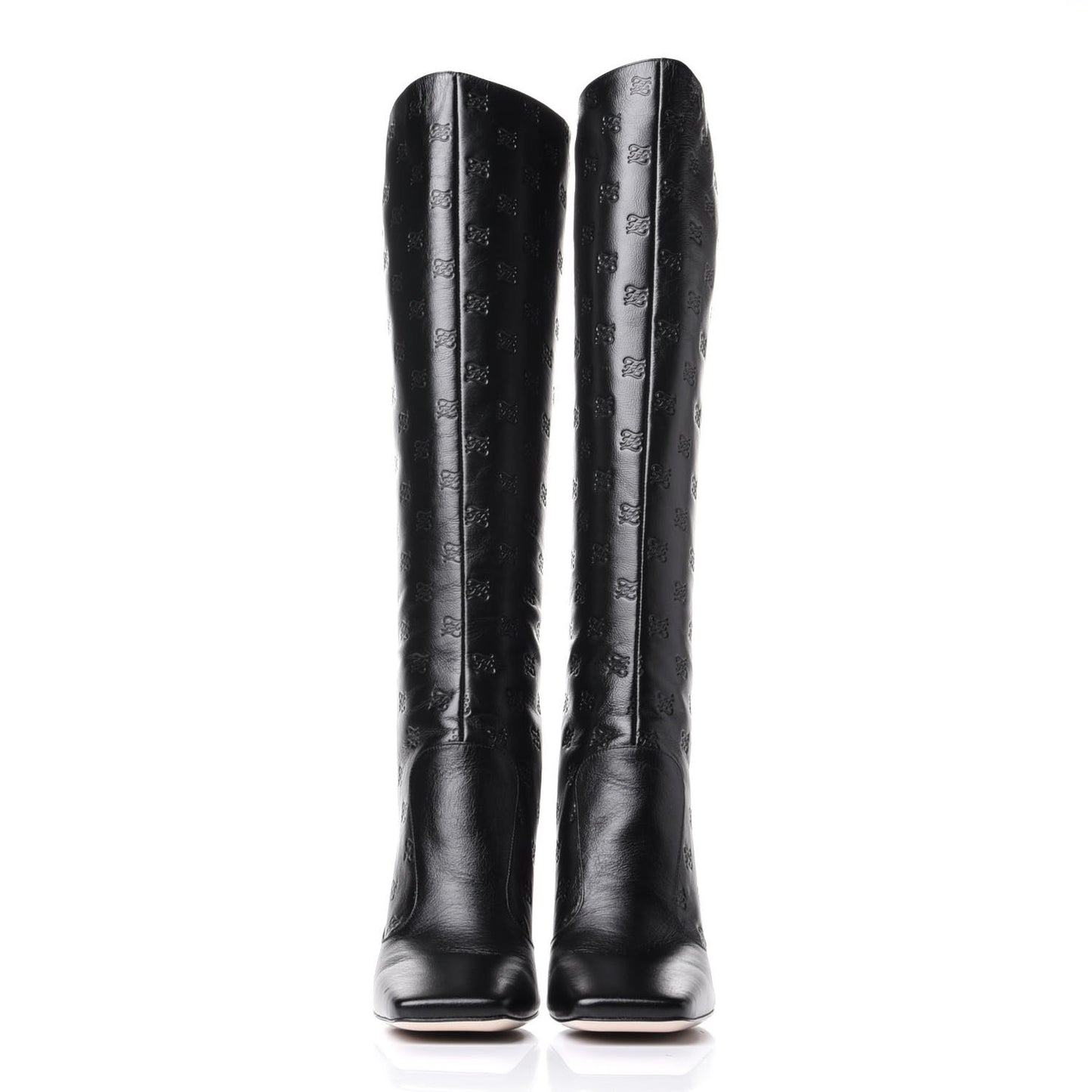 Vitello Karligraphy Embossed FFreedom Knee High Boots 39 Black