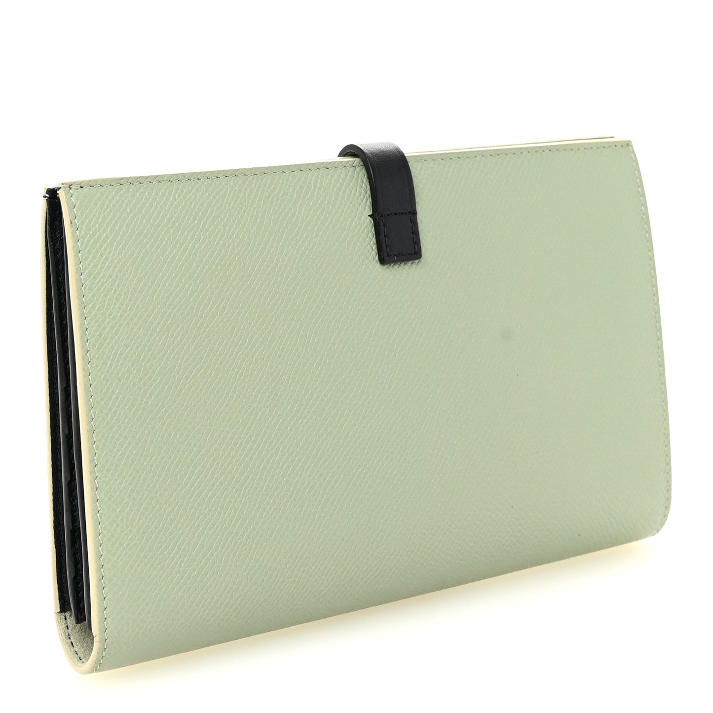 Grained Calfskin Large Multifunction Strap Wallet Pistachio