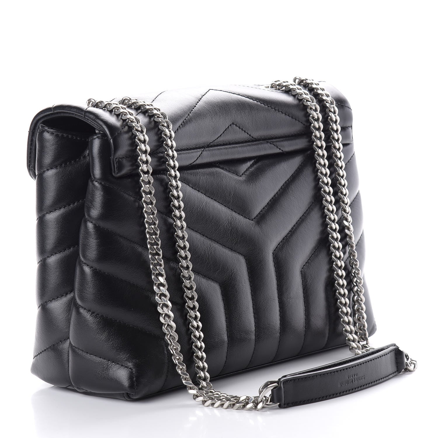 Saint Laurent Calfskin Y Quilted Monogram Small Loulou Chain Satchel Black 3 of 9