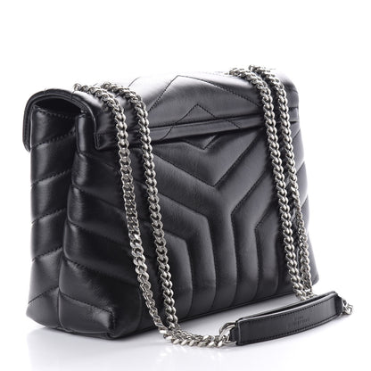 Saint Laurent Calfskin Y Quilted Monogram Small Loulou Chain Satchel Black 3 of 9