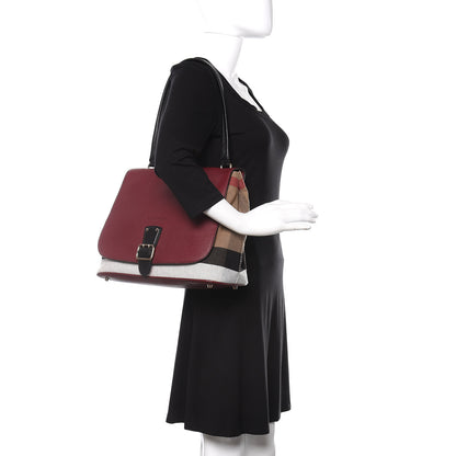Burberry House Check Calfskin Shoulder Bag Mahogany Red 2 of 10