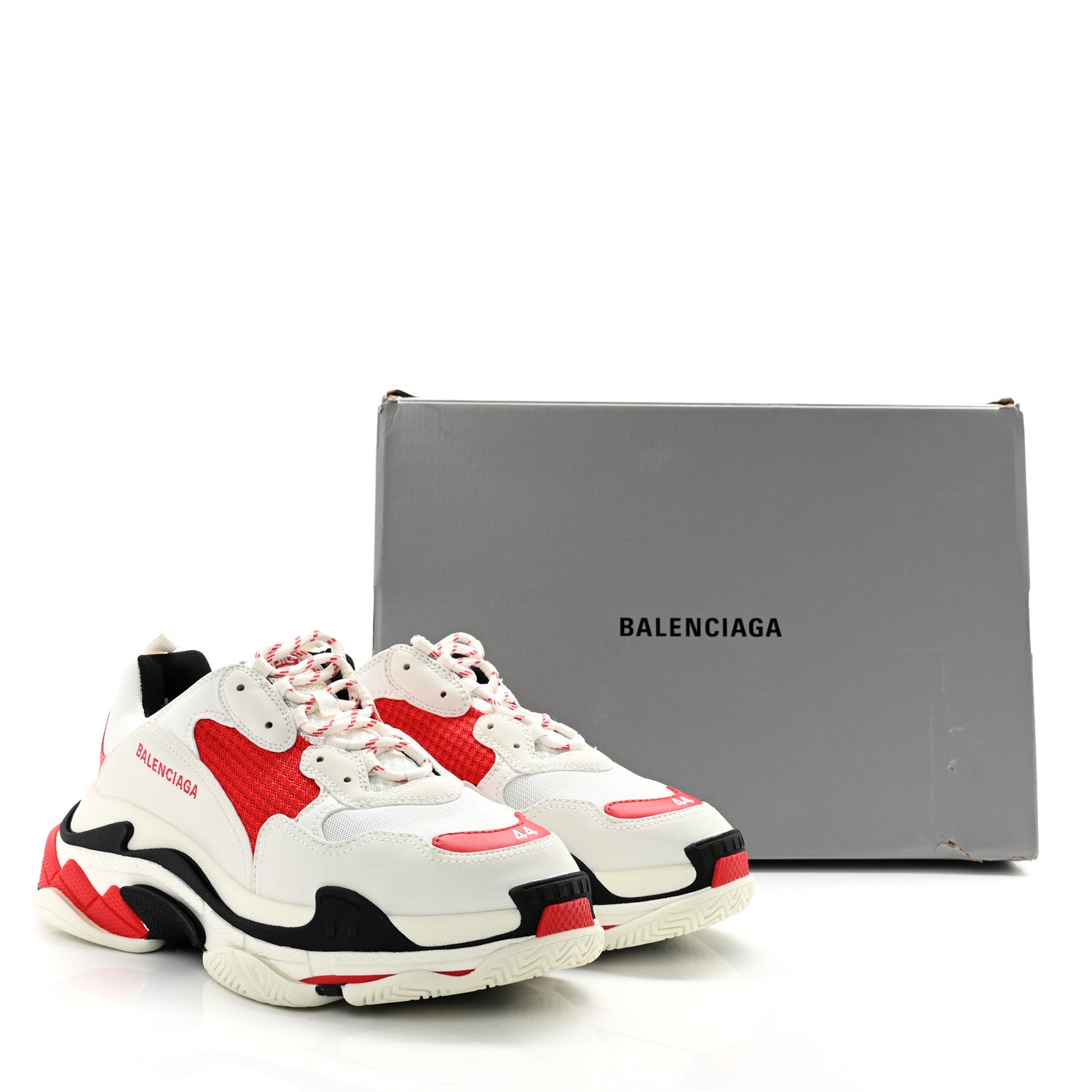Balenciaga Fabric Mesh Mens Triple S Sneakers 44 White Red 11 of 11