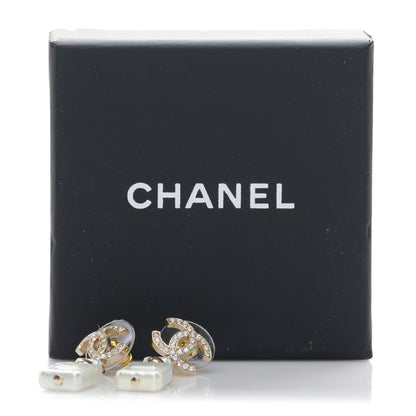 Chanel Pearl Resin Crystal CC Perfume Bottle Drop Earrings Gold Pearly White 5 of 5