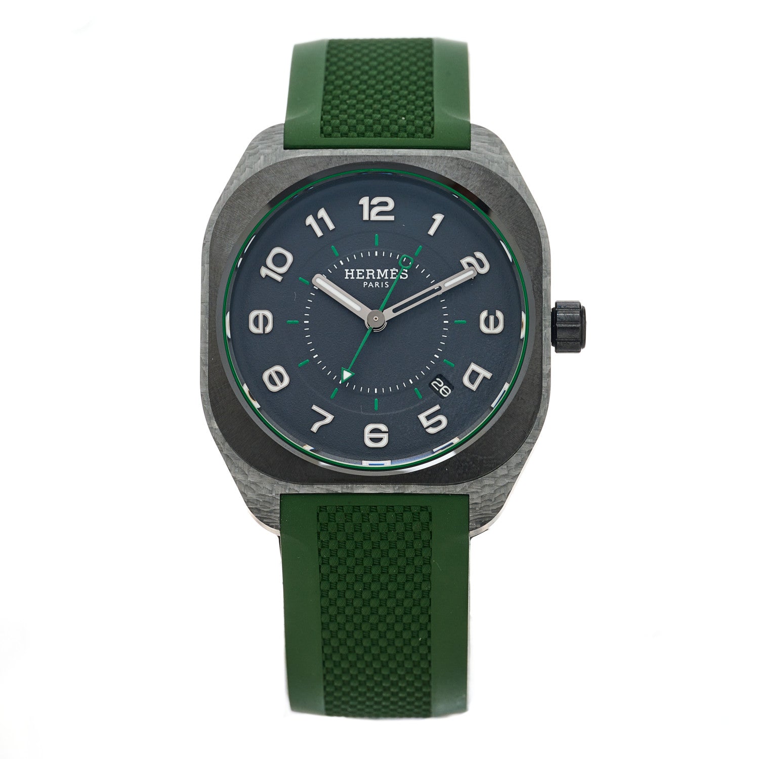 Hermes Glass Fiber Ceramic Rubber 39mm H08 Automatic Watch Vert 1 of 5