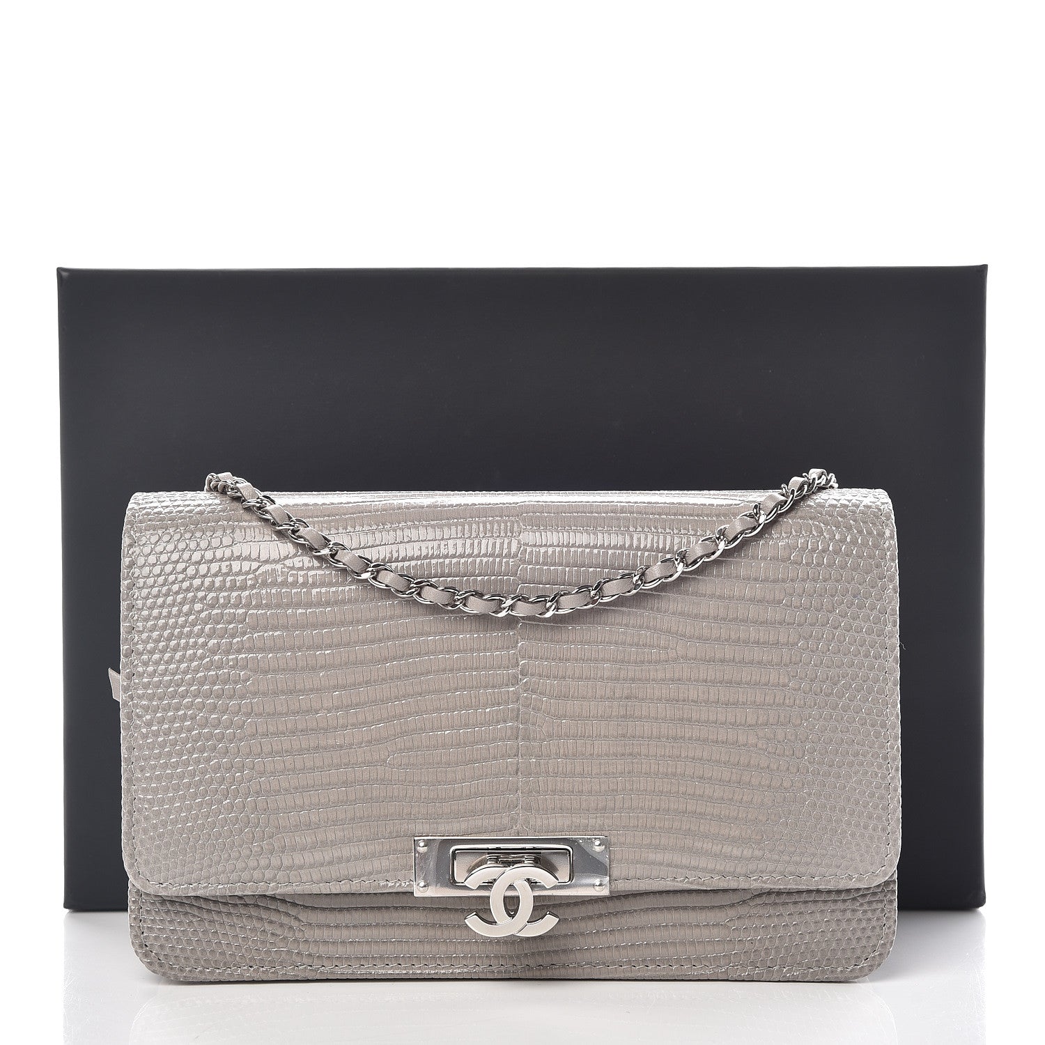Chanel Lizard Golden Class Wallet on Chain WOC Grey 10 of 10