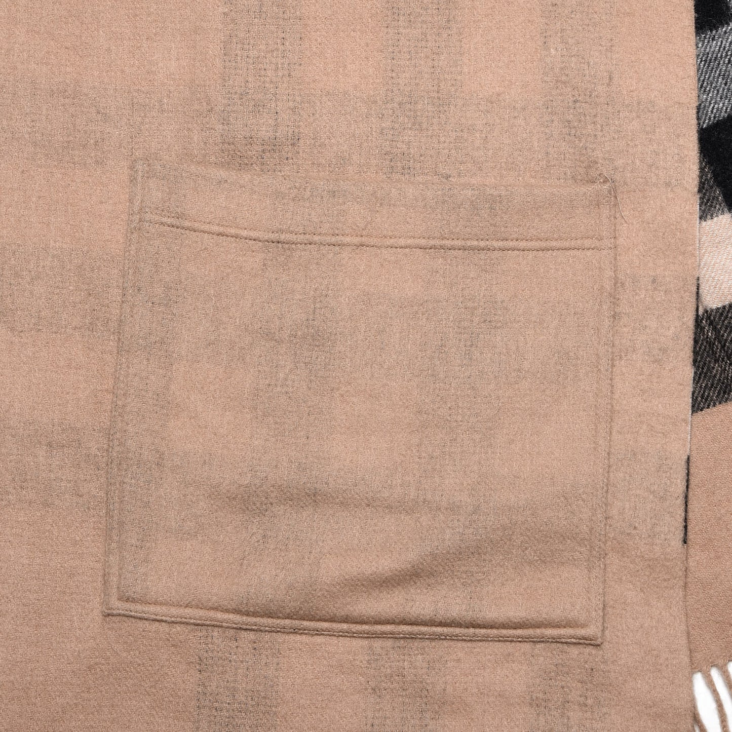 Cashmere Wool Nova Check St. Helene Blanket Fringe Scarf Camel