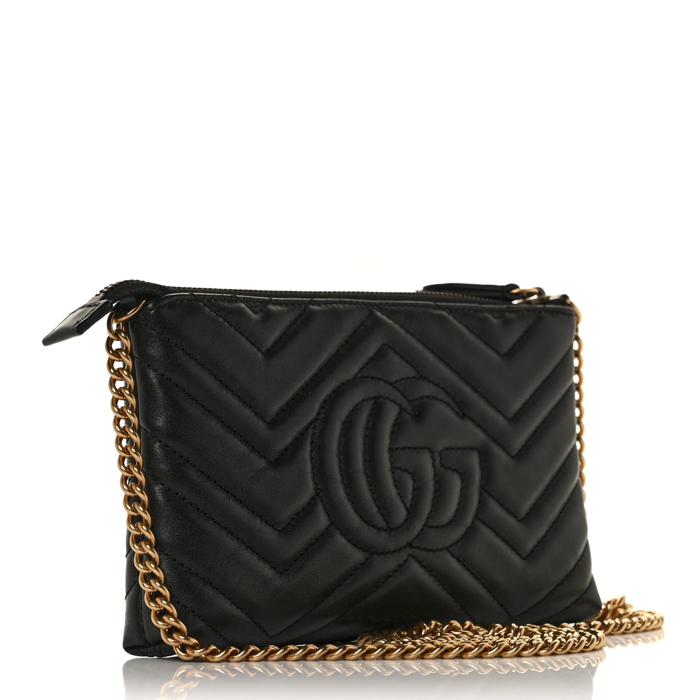 Calfskin Matelasse Mini GG Marmont Chain Bag Black