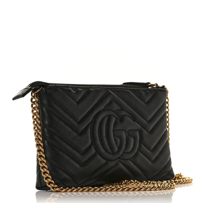 Gucci Calfskin Matelasse Mini GG Marmont Chain Bag Black 3 of 8