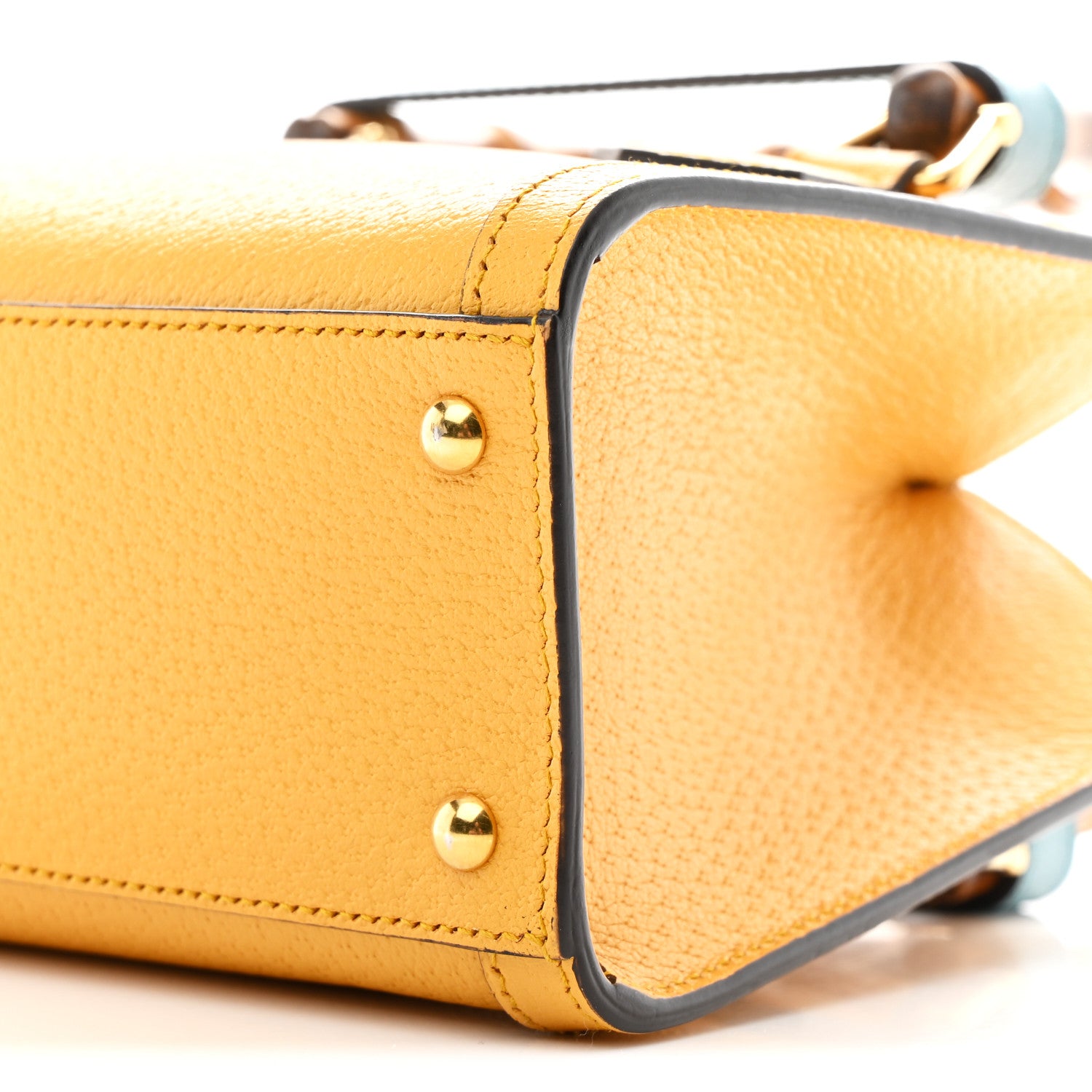 Gucci Textured Dollar Calfskin Web Mini Diana Tote Bag Yellow