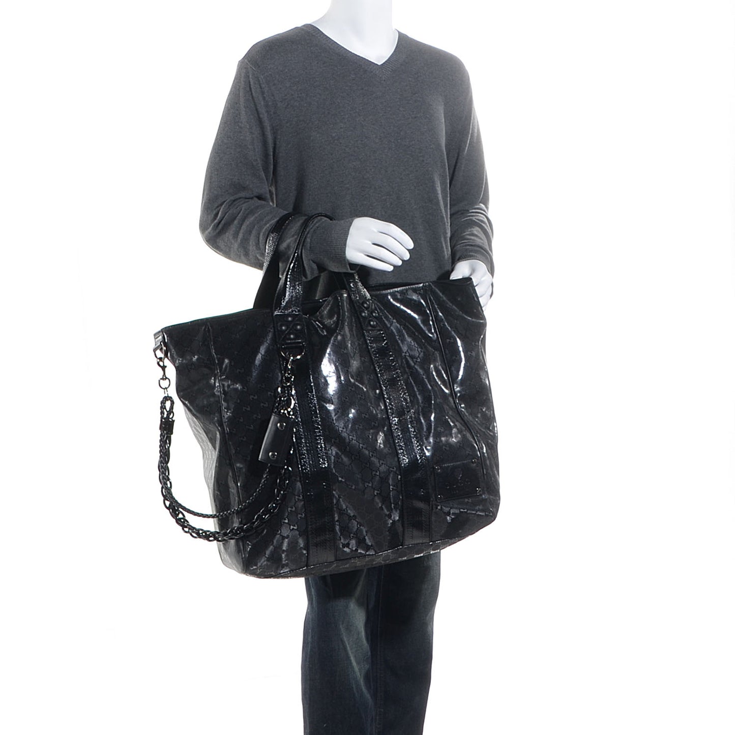 Imprime Monogram Medium GG Tote Black
