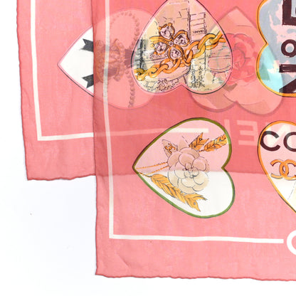 Chanel Silk Hearts Scarf Pink 3 of 4