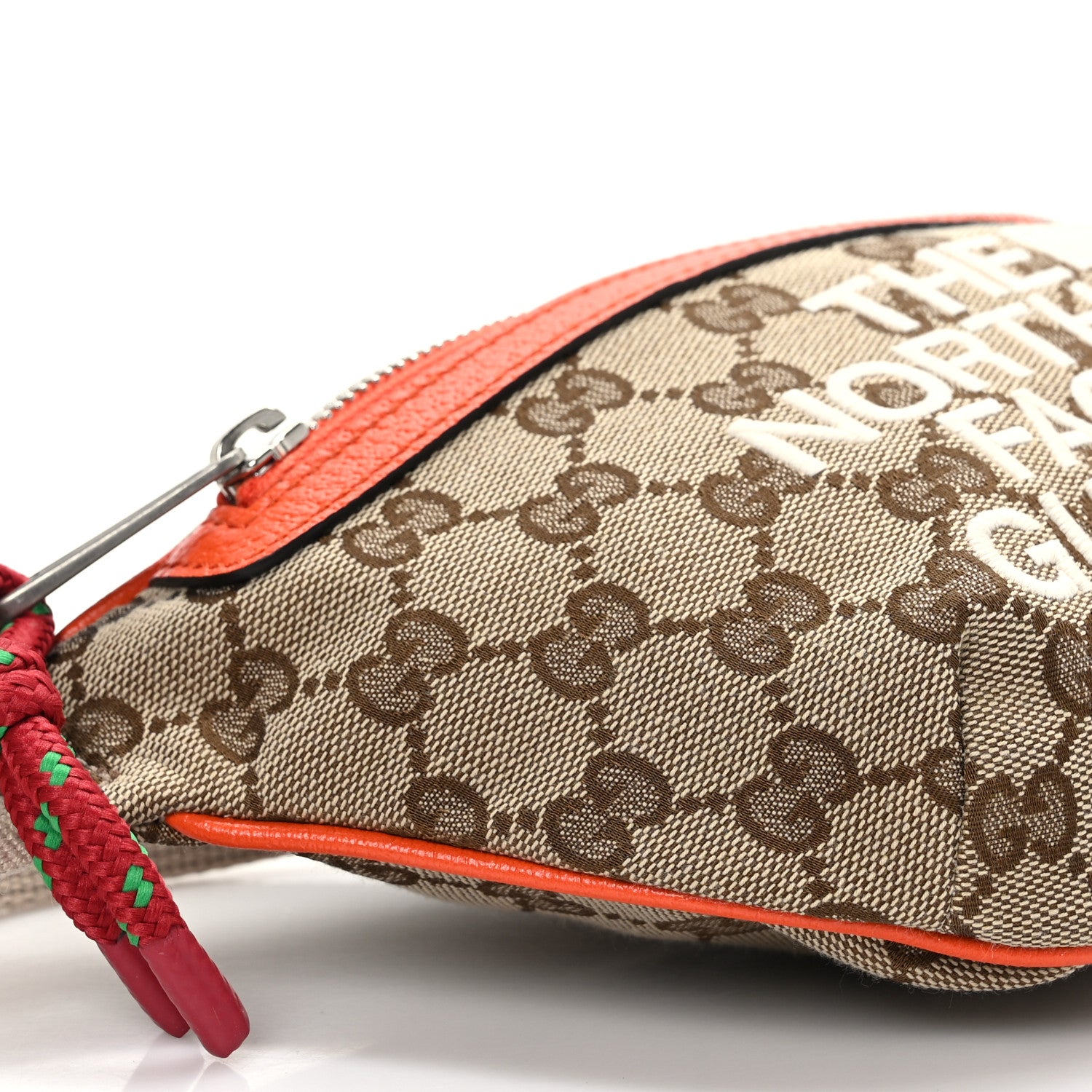 Gucci X THE NORTH FACE Monogram Textured Dollar Calfskin Embroidered Belt Bag Beige Ebony Mystic White Deep Orange 9 of 10