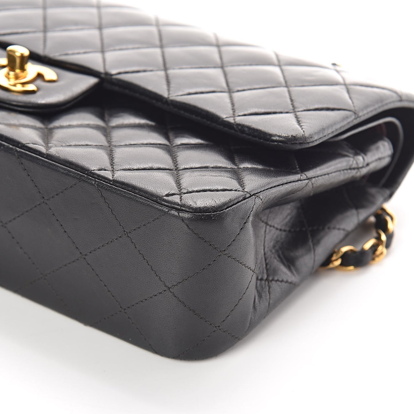 Lambskin Quilted Medium Double Flap Black