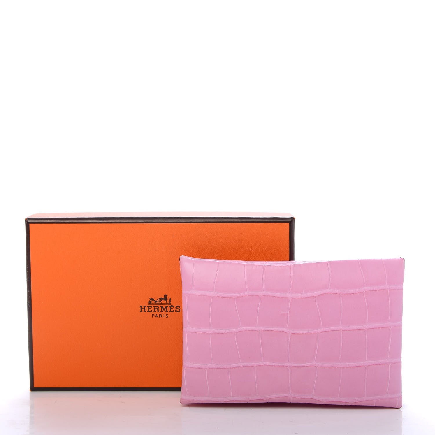 Hermes Matte Alligator Calvi Card Case 5P Pink 7 of 7