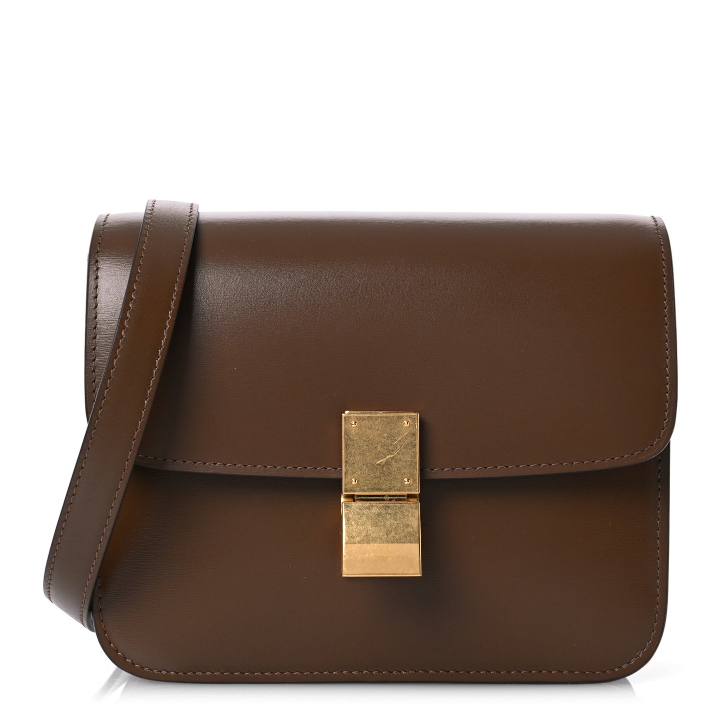 Box Calfskin Teen Classic Box Flap Bag Camel