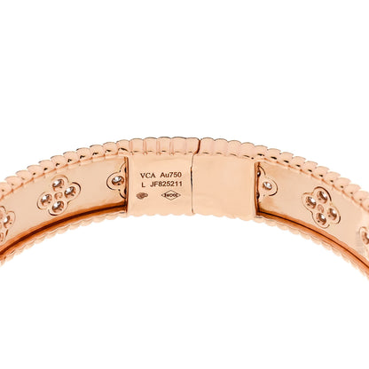 Van Cleef & Arpels 18K Rose Gold Diamond Perlee Clovers Bangle Bracelet L 3 of 4