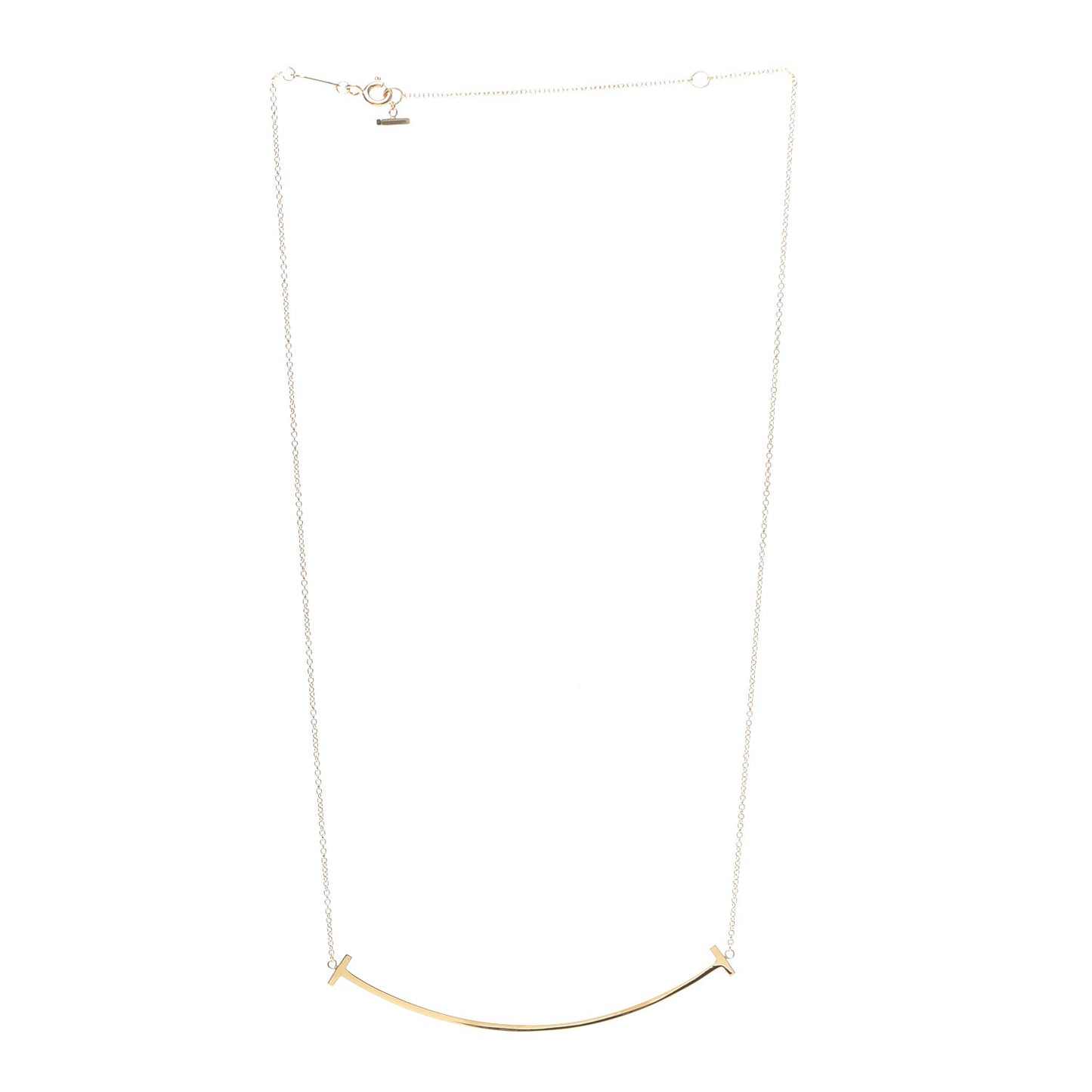 18K Yellow Gold Large T Smile Pendant Necklace