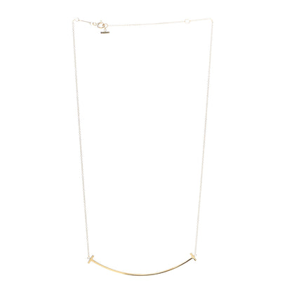 Tiffany 18K Yellow Gold Large T Smile Pendant Necklace 3 of 6