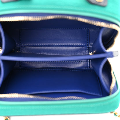 Chanel Jersey Quilted Small CC Filigree Vanity Case Blue Green 5 of 10