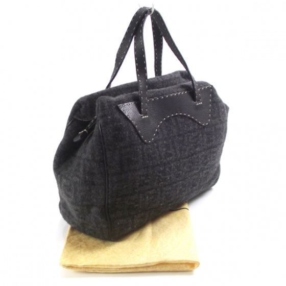 Fendi Wool Calfskin Romano Selleria Monogram Satchel 3 of 9
