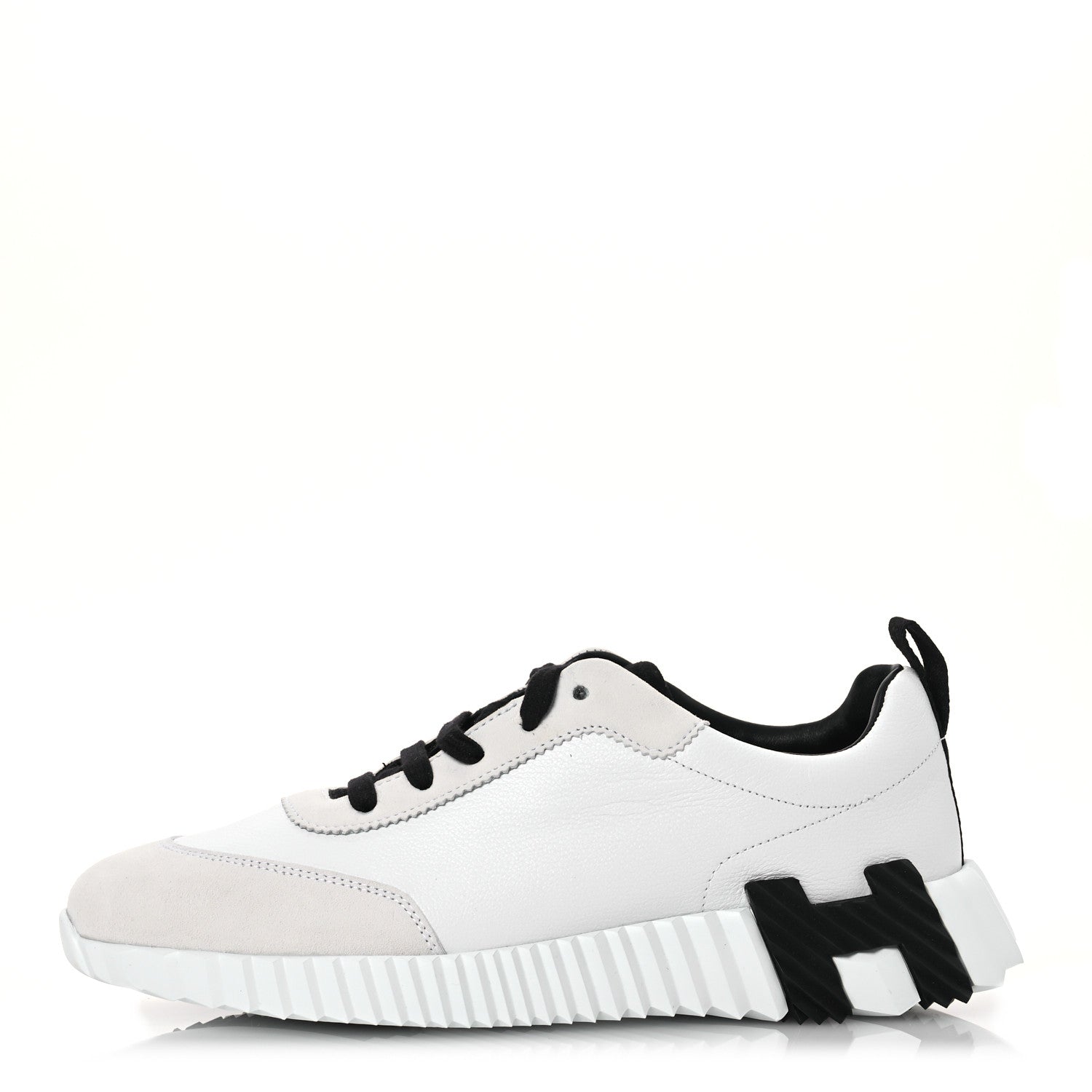 Hermes Goatskin Suede Bouncing Sneakers 39 White Black 1 of 9