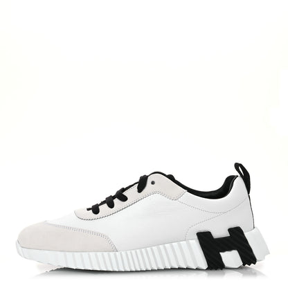 Hermes Goatskin Suede Bouncing Sneakers 39 White Black 1 of 9