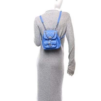 Chanel Lambskin Quilted Small Duma Drawstring Backpack Blue 2 of 10