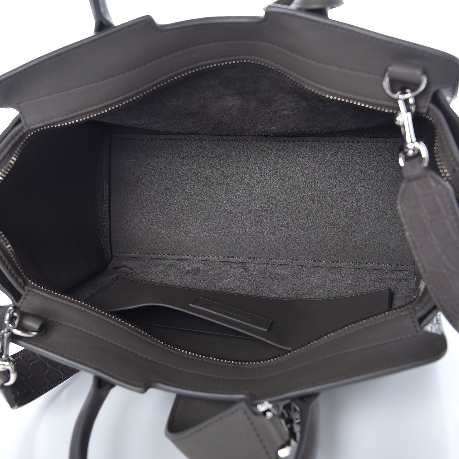 Saint Laurent Smooth Calfskin Crocodile Embossed Baby Monogram Downtown Cabas Earth 6 of 8