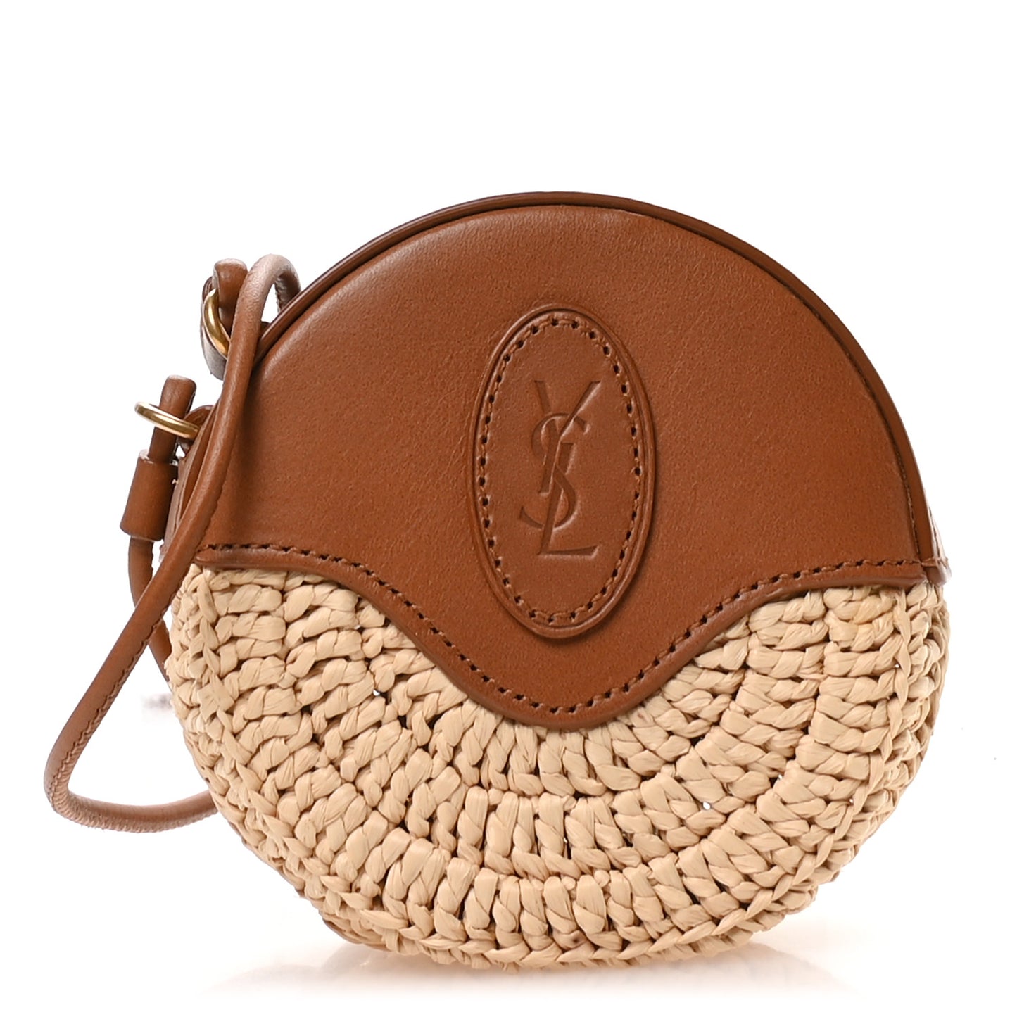Raffia Round Camera Bag Beige Naturel