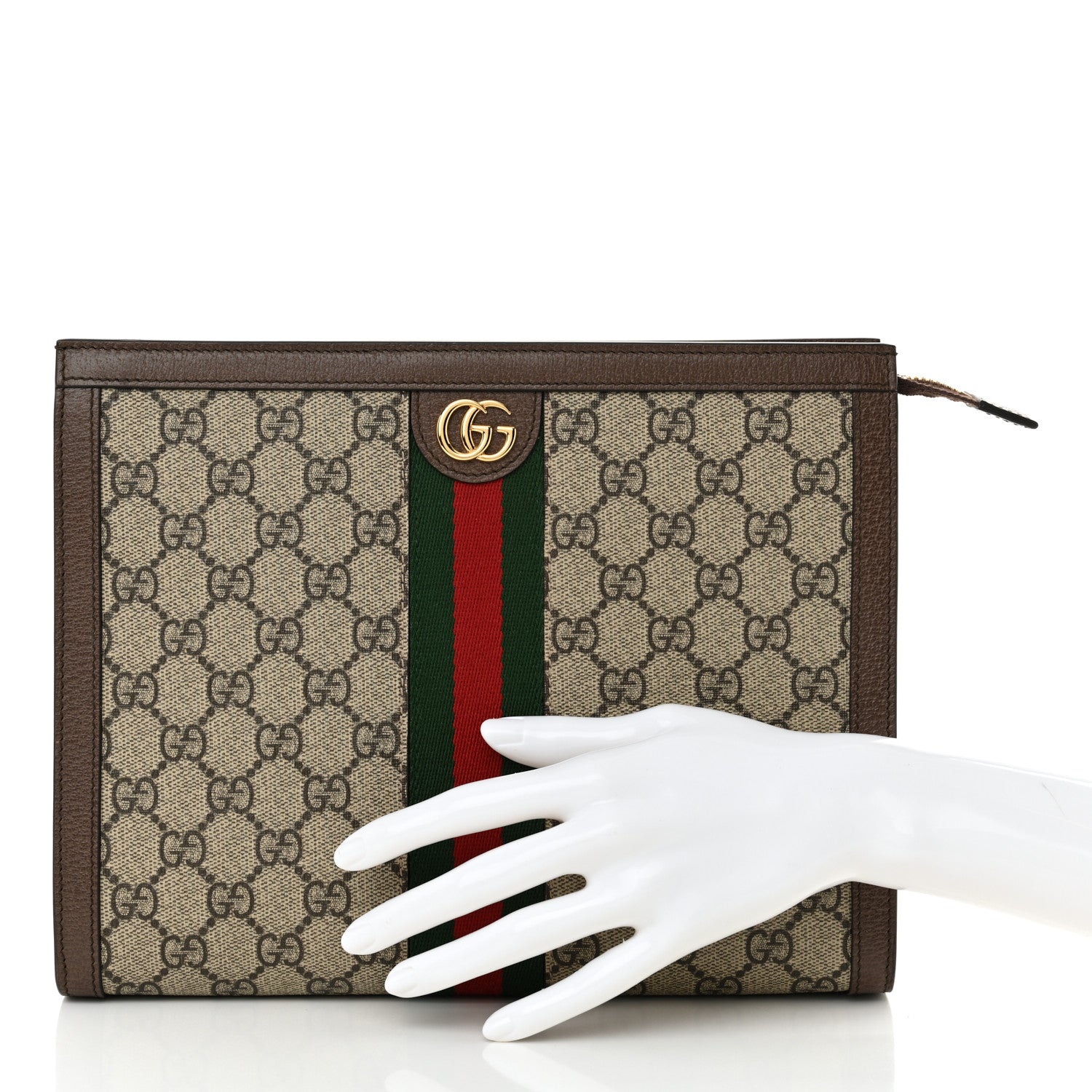 Gucci GG Supreme Monogram Web Ophidia Pouch Brown 2 of 11